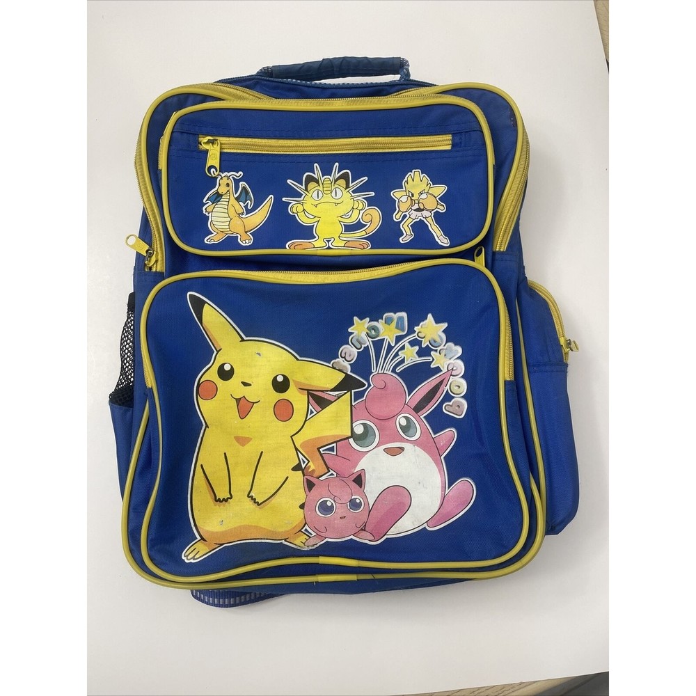 RARE Vintage Pocket Monsters Pokemon backpack Blue Pikachu Meow this